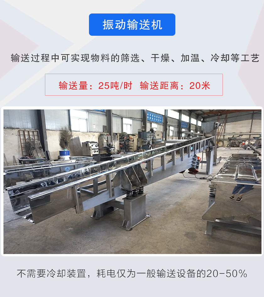 輸送過(guò)程中可實(shí)現(xiàn)物料的篩選、干燥、加溫、冷卻等工藝