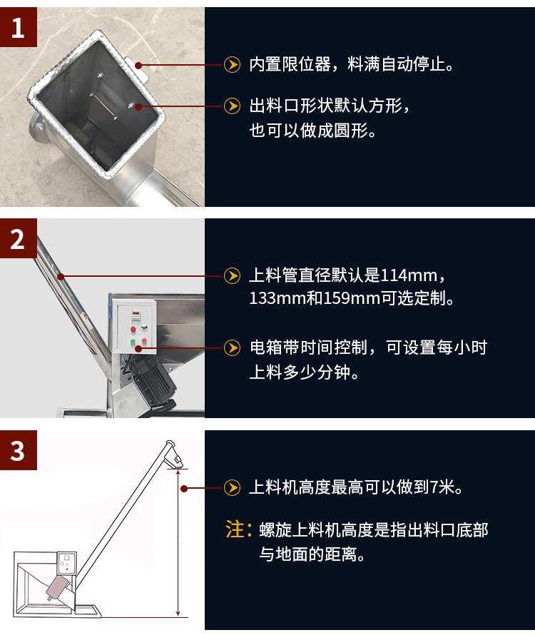 不銹鋼螺旋輸送機(jī)自動(dòng)上料，可定制管徑，高度可做到7米