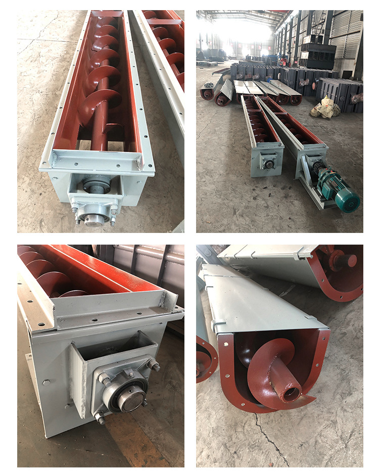 U型螺旋輸送機(jī)細(xì)節(jié)展示，采用不銹鋼材質(zhì)，輸送穩(wěn)定